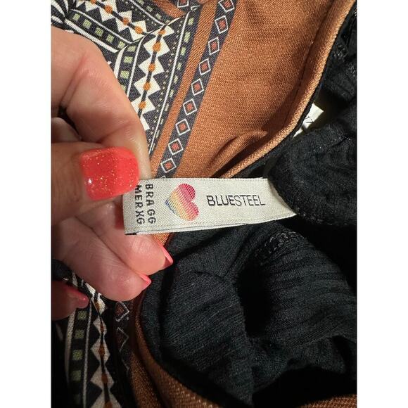 Blue steel Women’s Top Cropped Kimono Sleeves open back XL Retro Y2K Hippie Boho - Picture 4 of 9